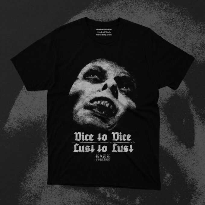 Pazuzu Vice To Vice Lust To Lust Unleash the darkness with the Hate Couture "Vice to Vice, Lust to Lust" T-Shirt, a bold fusion of horror, lust, and unapologetic rebellion. Designed for those who embrace the macabre, this limited-edition tee features an intensely provocative depiction of the demon from The Exorcistโa chilling icon of possession, now twisted into a face of unholy ecstasy. Below this hauntingly seductive image, the phrase "Vice to Vice, Lust to Lust" is emblazoned in a raw, distressed gothic font, embodying the shirtโs defiant message: surrender to indulgence, embrace sin, and reject conformity. The contrast of horror and desire makes this piece a statement of fearless self-expression, pushing the boundaries of dark fashion. Crafted from premium, heavyweight cotton, this tee is designed for ultimate comfort and durability, ensuring it withstands the test of timeโjust like the legend of the film that inspired it. The oversized fit and vintage wash give it a worn-in, street-ready aesthetic, making it perfect for layering or rocking solo as a conversation-starting centerpiece. Ideal for fans of horror, underground fashion, and those who revel in the beauty of the grotesque, the Hate Couture "Vice to Vice, Lust to Lust" T-Shirt is more than just apparelโit's a declaration. Dare to wear your sins.