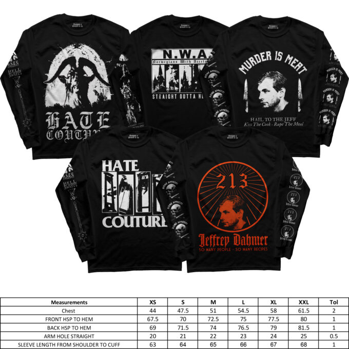 HATE COUTURE LONGSLEEVES CHART